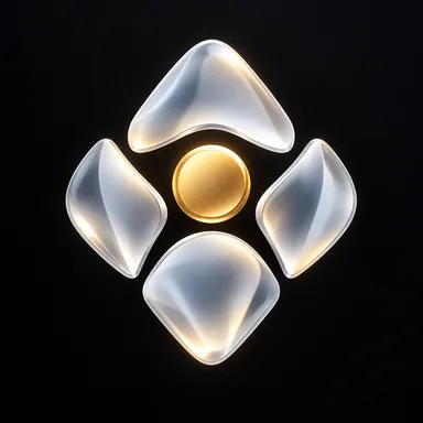 Purysho fragmented glass and gold emblem